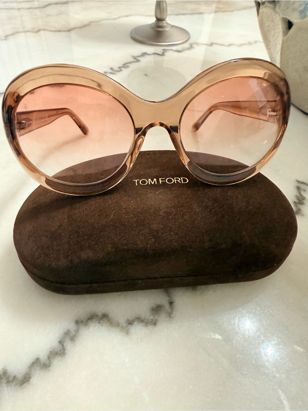 Tom Ford Women’s Oversized Round Sunglasses in Pink Brown Gradient